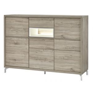 12889 | Buffet 2 portes rustique gris clair et blanc Taureau