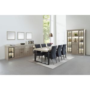 12917 | Salle à manger complète contemporaine table pieds en U métal Cactus