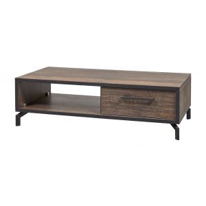 13375 | Table basse industriel 135 cm bois navire noir Fidji