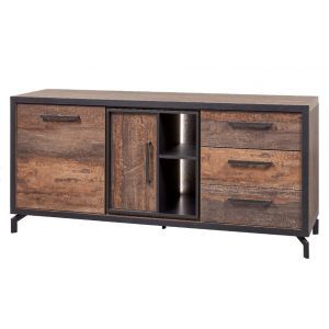 13377 | Buffet 2 portes 3 tiroirs industriel bois navire 180 cm Fidji