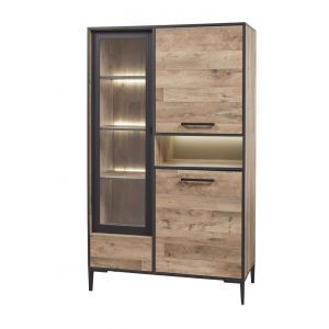 13416 | Vitrine industriel 3 portes aspect parquet Periza