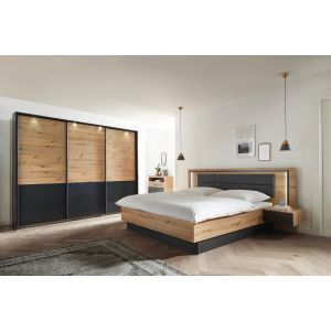 13656 | Chambre adulte complète contemporaine lit 180 cm armoire portes coulissantes 271 cm Biba