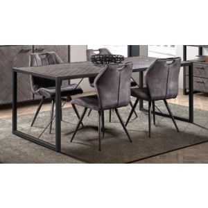 13872 | Table de salle à manger industriel 200 cm pieds en U Royal