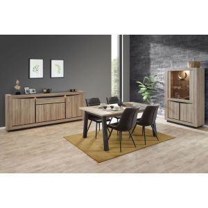 13891 | Salle à manger contemporaine buffet en 210 cm chêne et noir Mandela