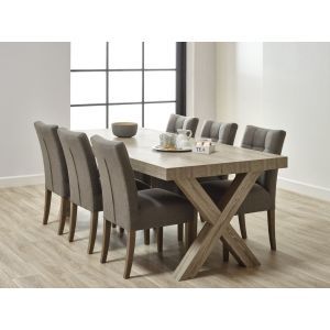 15079 | Table de salle à manger 180 cm pieds X chêne crystalGordes