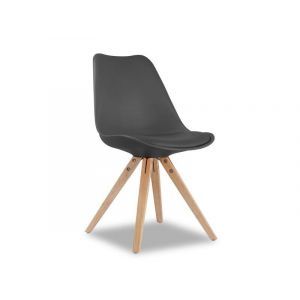 4092 | Lot de 2 chaises design en bois et PU noir Sophie