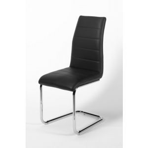 5301 | Lot de 2 chaises design PU noir pied métal Jo