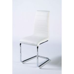 5302 | Lot de 2 chaises design PU blanc pied métal Jo