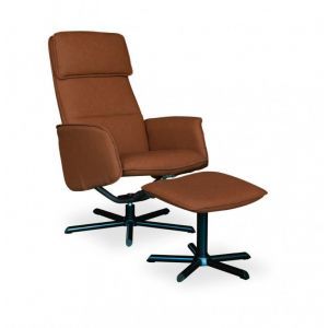 5331 | Fauteuil de relaxation en PU pivotant avec repose pieds Messina cognac