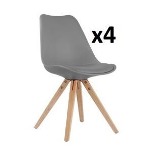 5394 | Lot de 4 chaises design en bois et PU gris Sophie