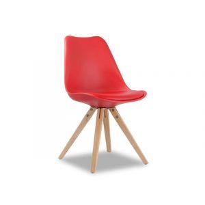 5396 | Lot de 4 chaises design en bois et PU rouge Sophie