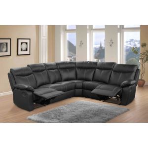 5867 | Canapé d'angle avec 2 relax manuels Yvon noir