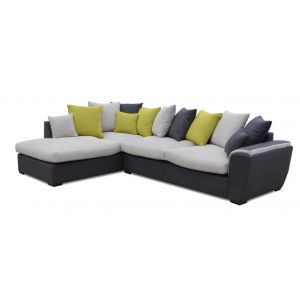 6379 | Canapé d'angle en tissu gris clair et gris foncé Celia gauche