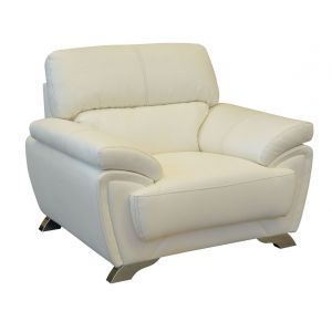 6472 | Fauteuil en PU blanc pieds couleur métal Emporia