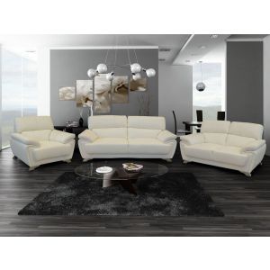 6476 | Ensemble de canapés 1 + 2 + 3 places PU blanc Emporia