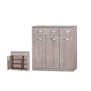 696 | Commode 3 portes 2 tiroirs chêne gris Vésuve