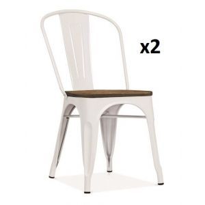 7026 | Lot de 2 chaises en métal Caserte blanc
