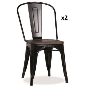 7027 | Lot de 2 chaises en métal Caserte Noir