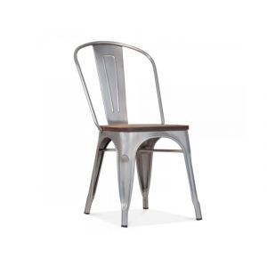 7030 | Lot de 2 chaises en métal Caserte gris argent