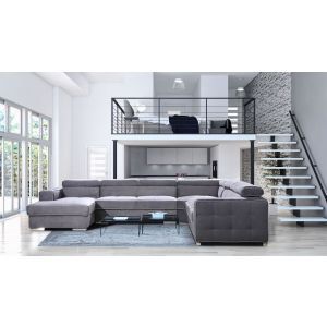 8348 | Canapé d'angle panoramique avec méridienne Asya angle à droite