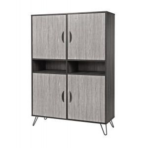 8367 | Buffet 4 portes style industriel cendres et chêne gris Viséo