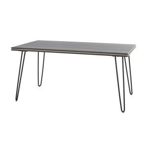 8370 | Table de salle à manger style industriel cendres et chêne gris Viseo 180 cm