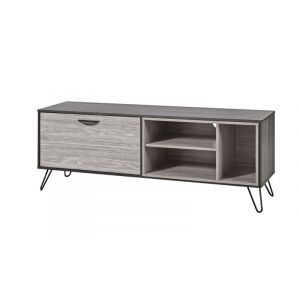 8372 | Meuble TV style industriel cendres et chêne gris Viséo 150 cm