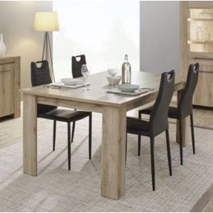 8382 | Table de salle à manger style contemporain bois clair Ella