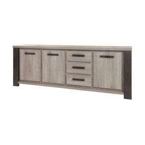 8391 | Buffet moderne 3 portes 3 tiroirs chêne gris Lionel 248 cm