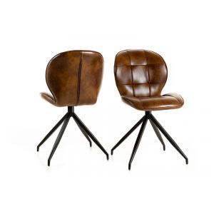 8562 | Lot de 2 chaises design rétro PU cognac Delhy