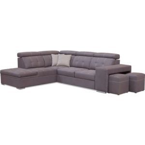 8820 | Canapé convertible + coffre tissu taupe Stef angle gauche