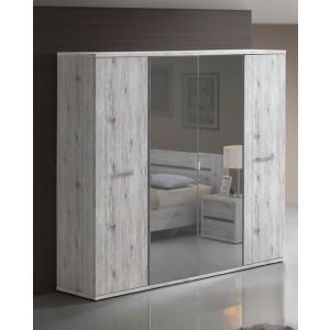 8905 | Armoire 4 portes dont 2 avec miroirs chêne grisé Dreams