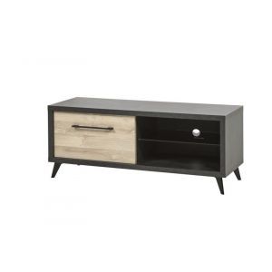 8948 | Meuble TV style industriel 1 porte coulissante Fedo