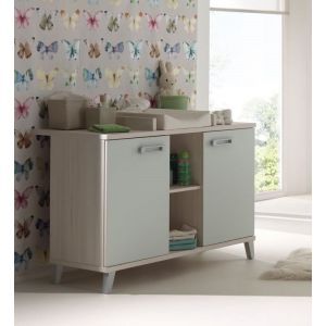 9185 | Commode bébé avec plan à langer amovible scandinave beige et vert Verdo