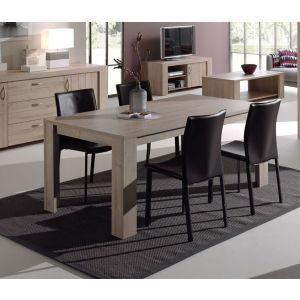 9197 | Table de salle à manger rectangulaire avec pieds en L effet bois Toti