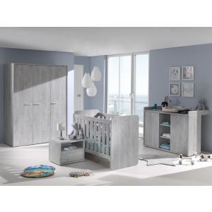 9257 | Chambre complète bébé évolutive chêne grisé Civa