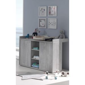 9261 | Commode enfant avec plan à langer amovible chêne grisé Civa