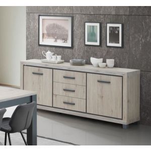 9426 | Buffet contemporain 2 portes 3 tiroirs chêne naturel Emily