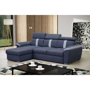9689 | Canapé d'angle convertible avec coffre tissu bleu angle gauche Luidgi