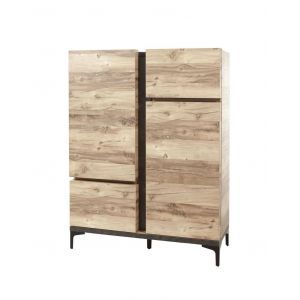 9718 | Meuble bar design industriel 4 portes bois et métal Barosse