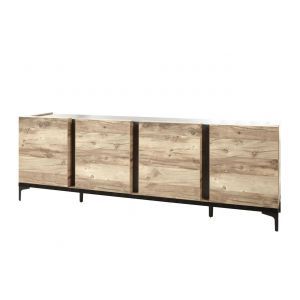 9720 | Buffet 220 cm design industriel 4 portes bois et métal Barosse