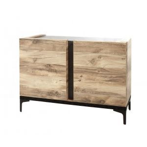 9722 | Meuble de rangement industriel 2 portes bois et pieds en métal Barosse