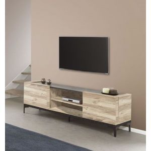 9725 | Meuble Tv 2 portes design industriel bois et métal Barosse