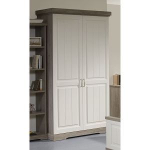 9822 | Armoire penderie et lingère 2 portes truffe et blanc Yvette