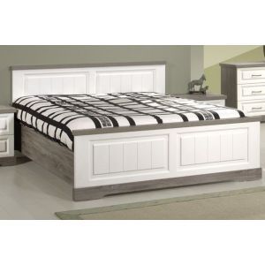 9825 | Lit double 160 cm truffe et blanc Yvette