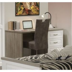 9829 | Bureau 3 tiroirs truffe et blanc Yvette