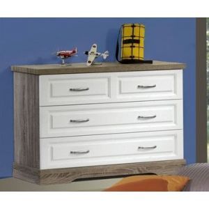 9833 | Commode 4 tiroirs truffe et blanc Yvette