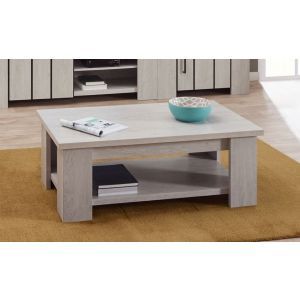 9841 | Table basse rectangulaire 2 plateaux chêne blanchi Gily
