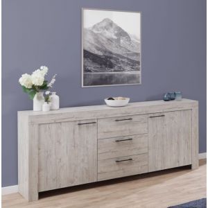 9843 | Buffet contemporain 2 portes 3 tiroirs chêne blanc George