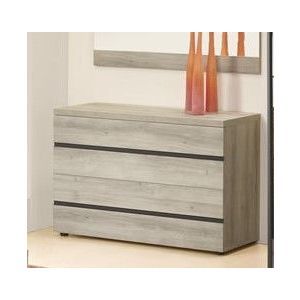 9896 | Commode contemporaine 2 tiroirs bois gris Grata